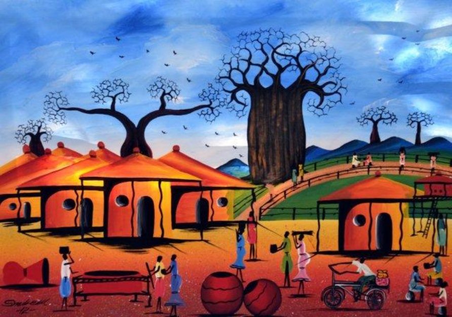 African-Village-Art-